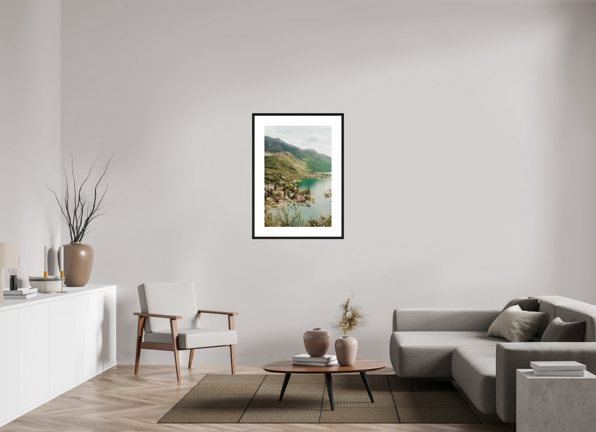 60 x 90 cm, cadre 9 noir Entre Lac & Montagnes