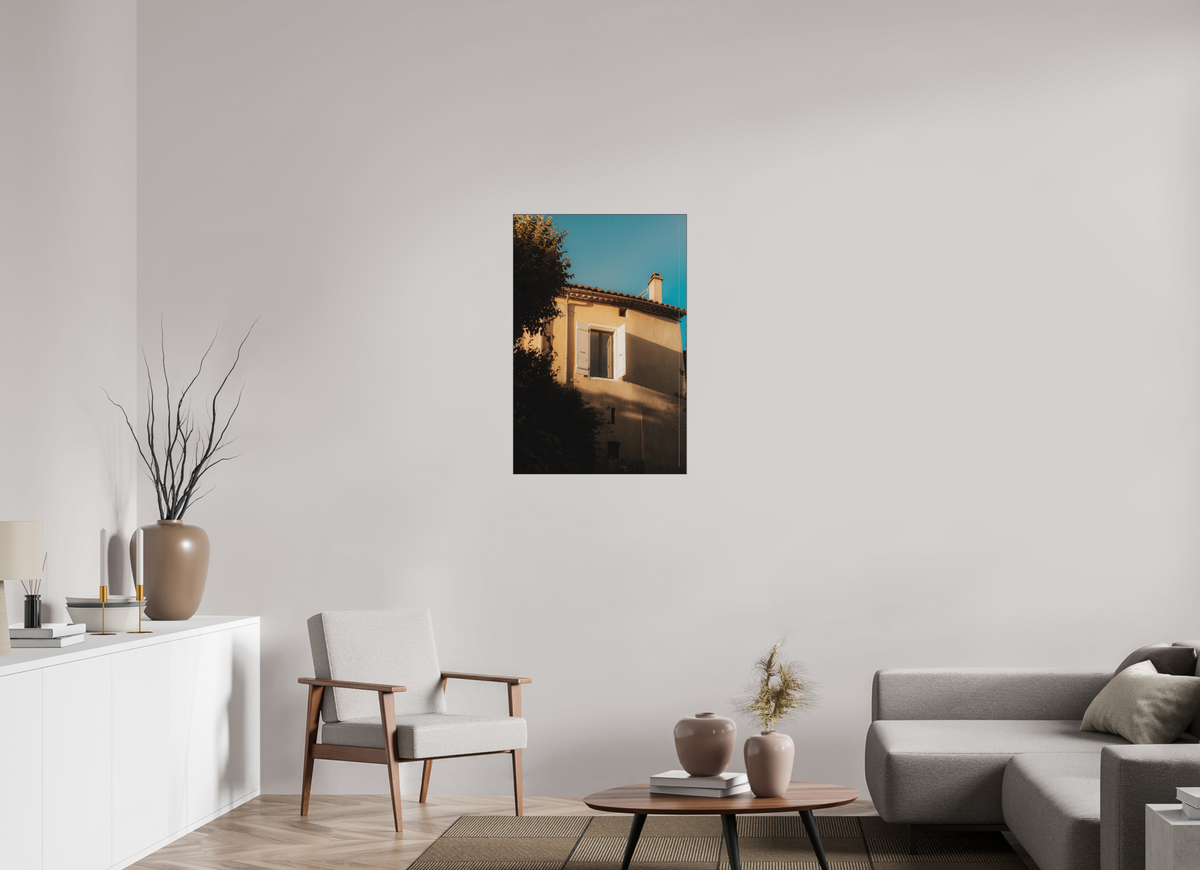 60 x 90 cm, Plexi Fine Art NOIR Lumière dorée & Fenêtre