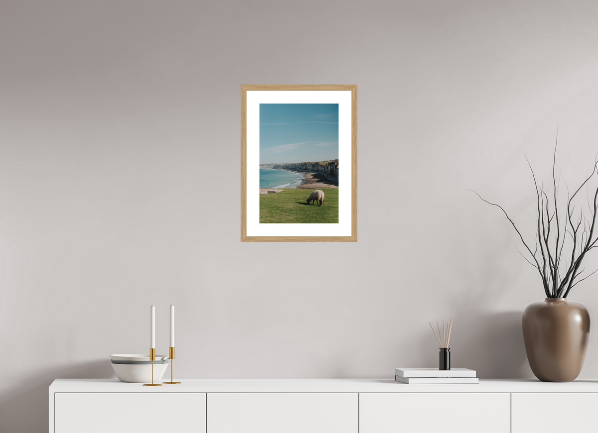 30 x 45 cm, Cadre 5 naturel Mouton & Falaises normandes