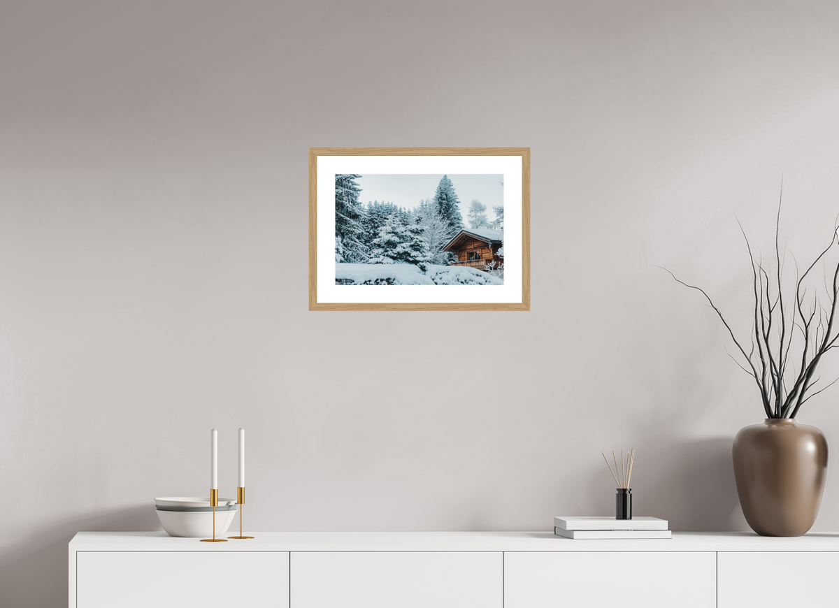 45 x 30 cm, Cadre 5 naturel Chalet des Alpes