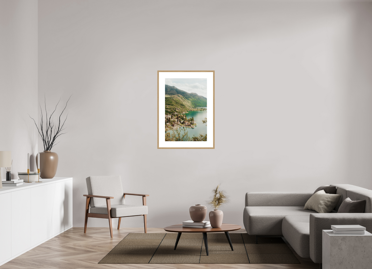 60 x 90 cm, cadre 9 naturel Entre Lac & Montagnes