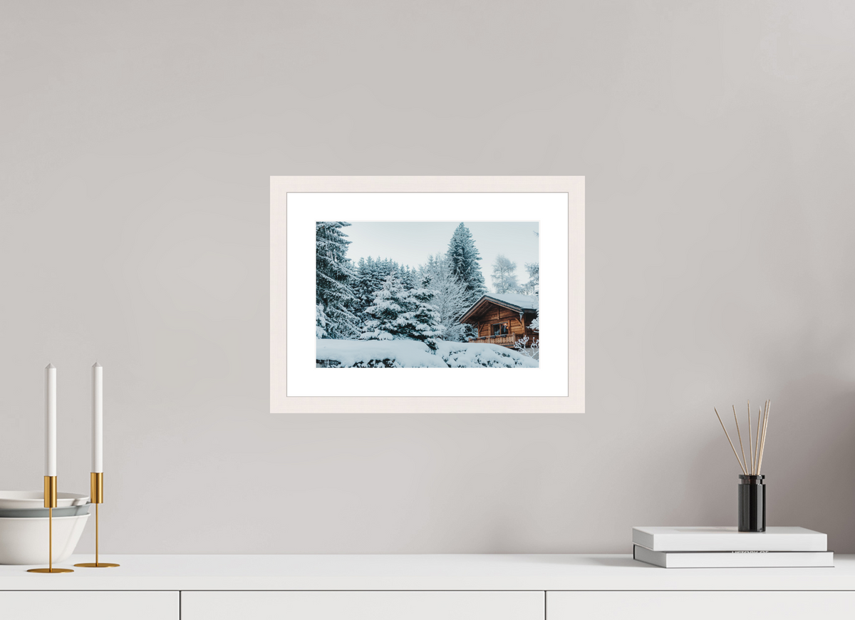 30 x 20 cm, cadre 4 blanc Chalet des Alpes