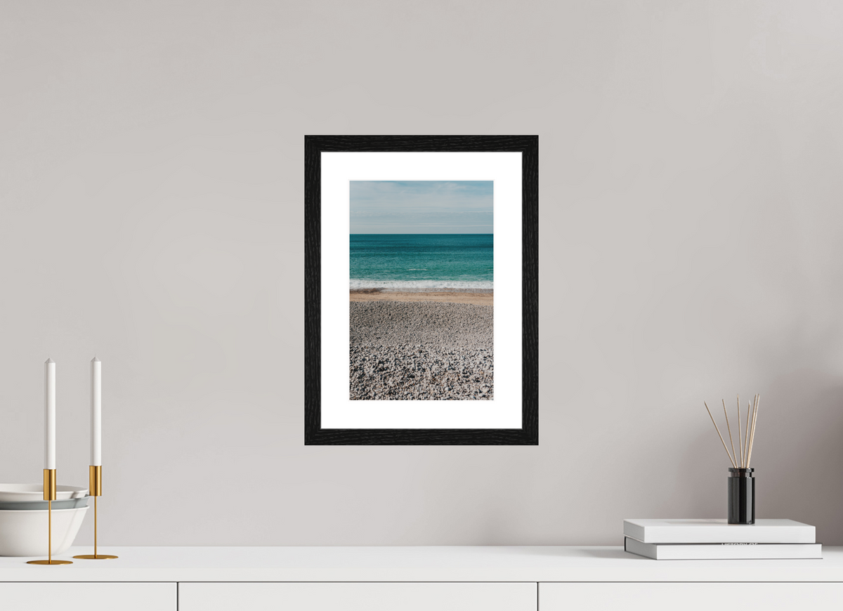 20 x 30 cm, Cadre 4 noir Mer & Galets