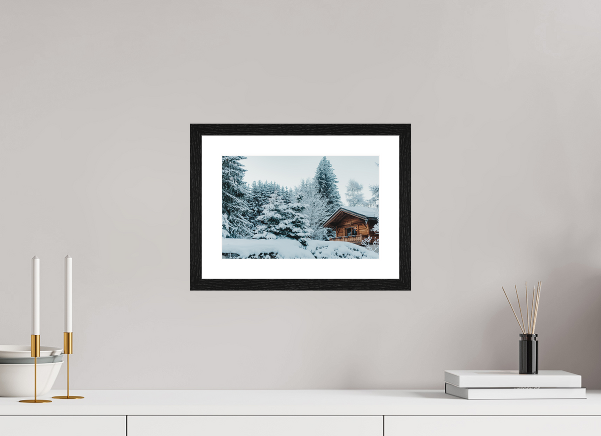 30 x 20 cm, Cadre 4 noir Chalet des Alpes