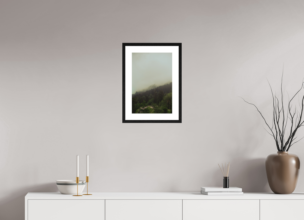 30 x 45 cm, Cadre 5 noir Forêt brumeuse