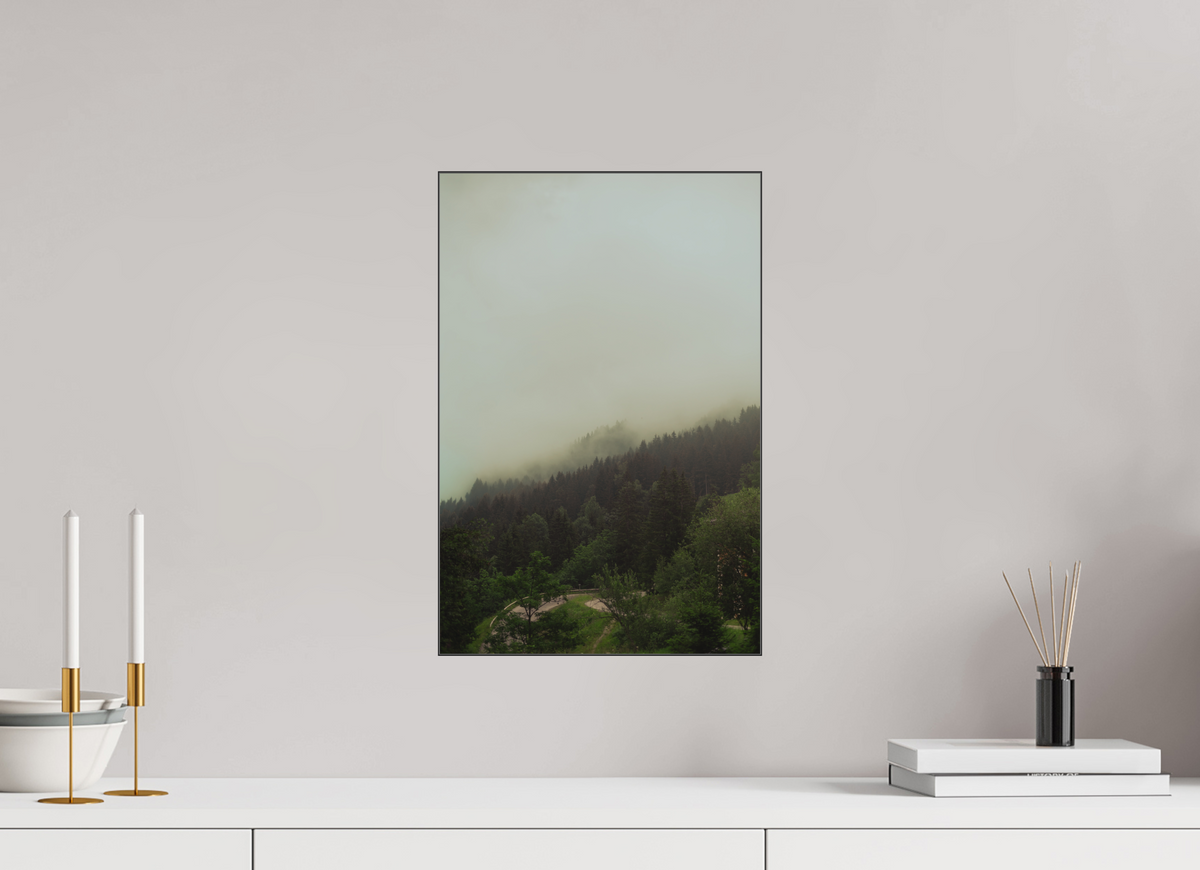 30 x 45 cm, Plexi Fine Art NOIR Forêt brumeuse