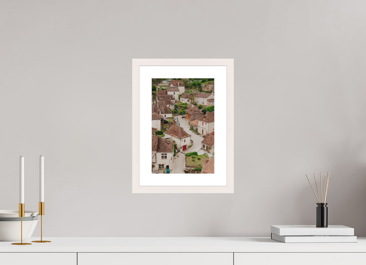 20 x 30 cm, cadre 4 blanc Village perché sur les hauteurs