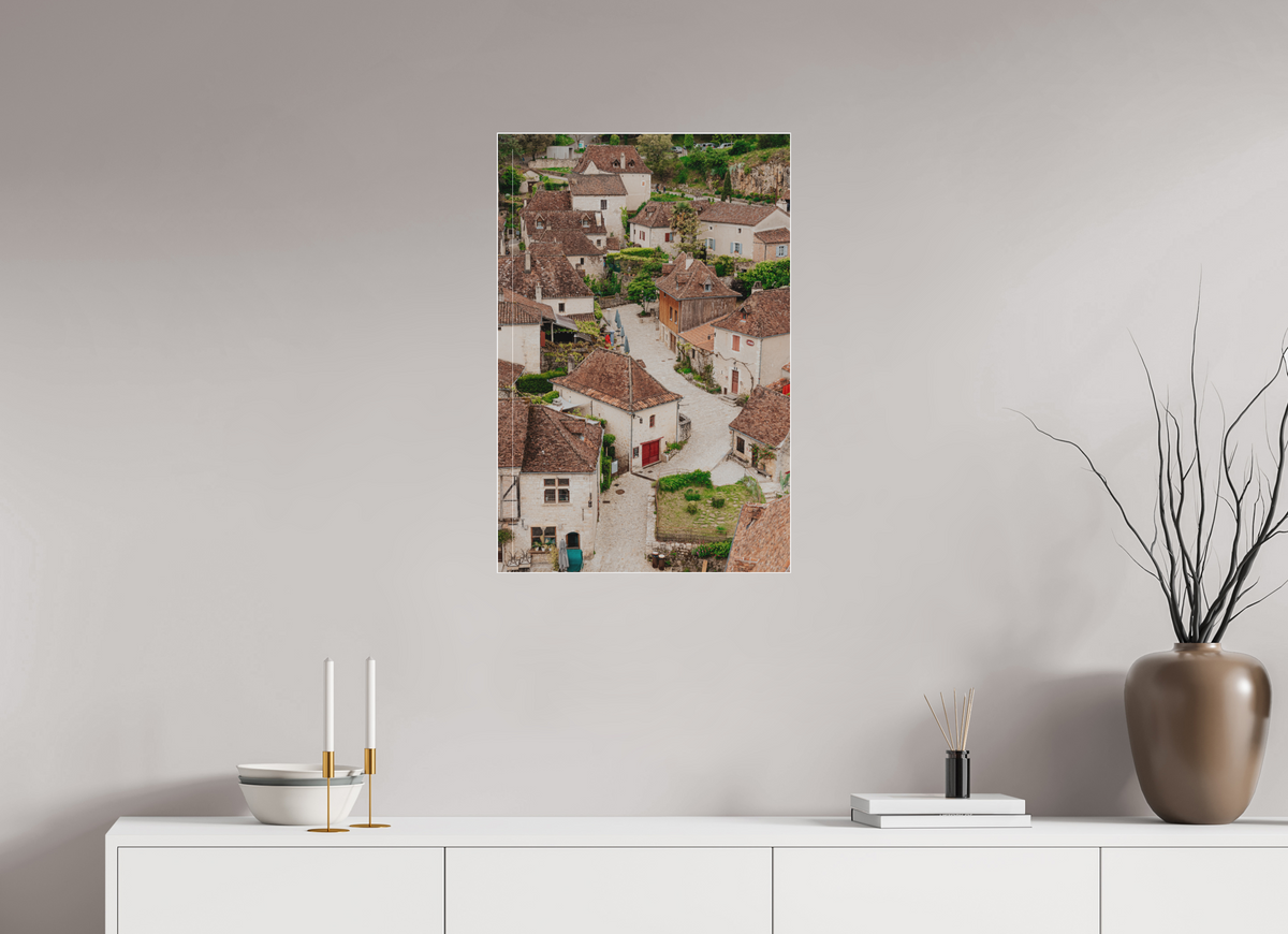 50 x 75 cm, Plexi Fine Art Blanc Village perché sur les hauteurs