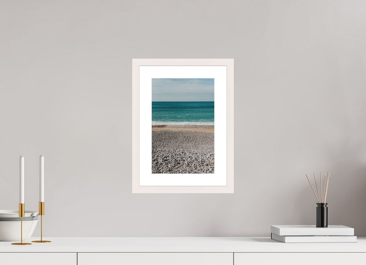20 x 30 cm, cadre 4 blanc Mer & Galets