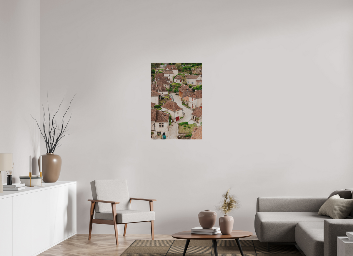 60 x 90 cm, Plexi Fine Art Blanc Village perché sur les hauteurs