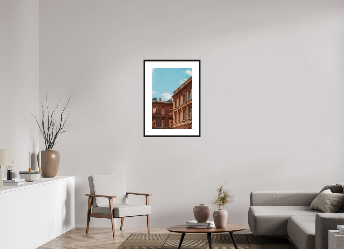 50 x 75 cm, cadre 8 noir Architecture toulousaine