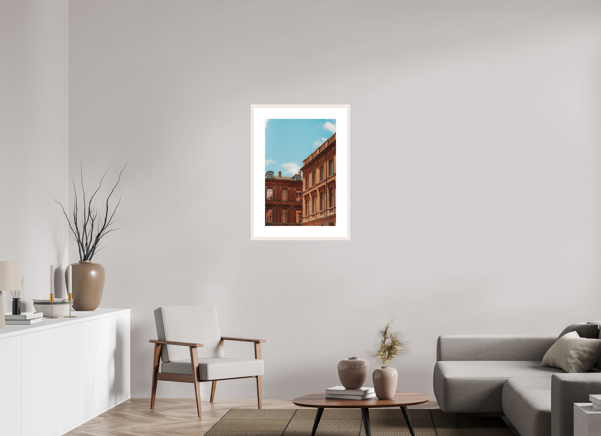 50 x 75 cm, cadre 8 blanc Architecture toulousaine