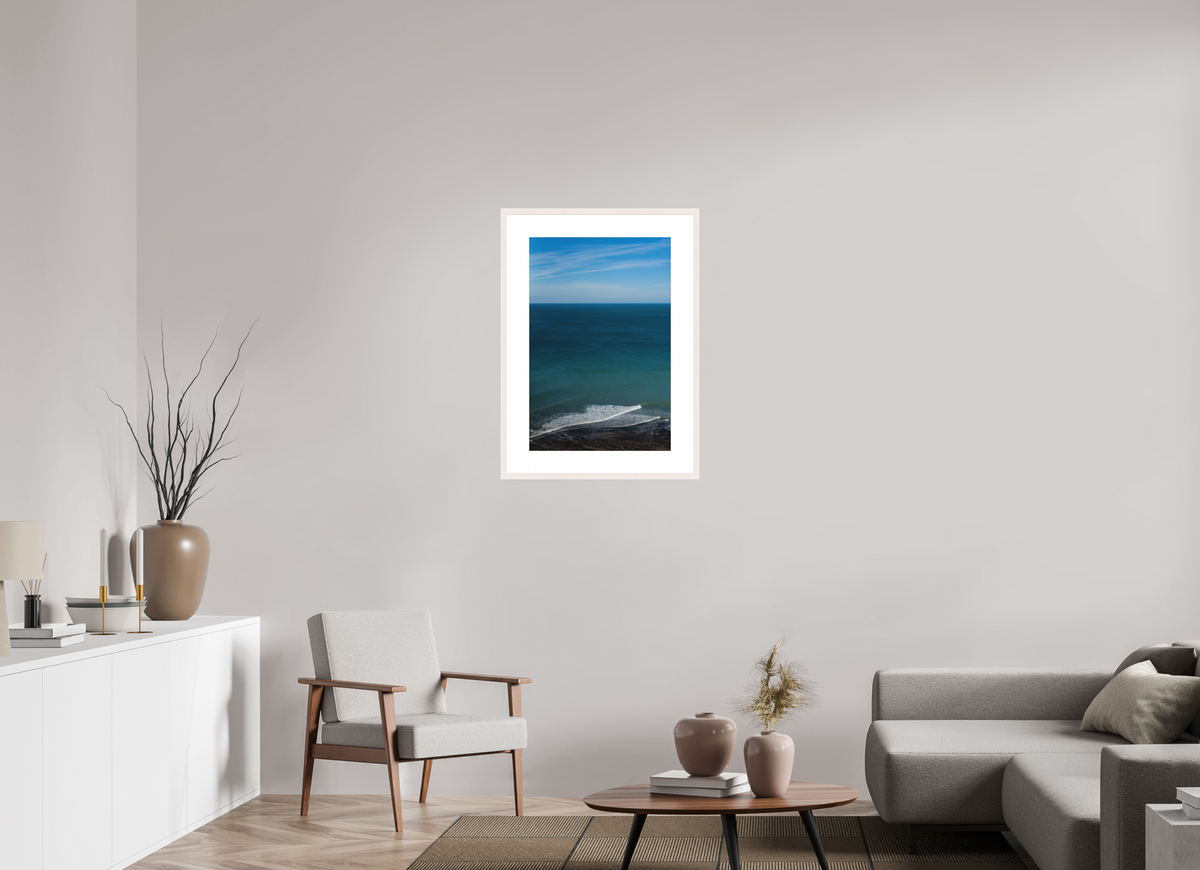 50 x 75 cm, cadre 8 blanc Des surfeurs & des vagues