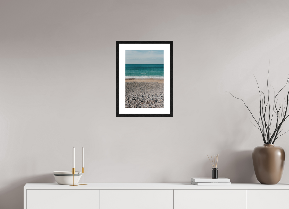 30 x 45 cm, Cadre 5 noir Mer & Galets