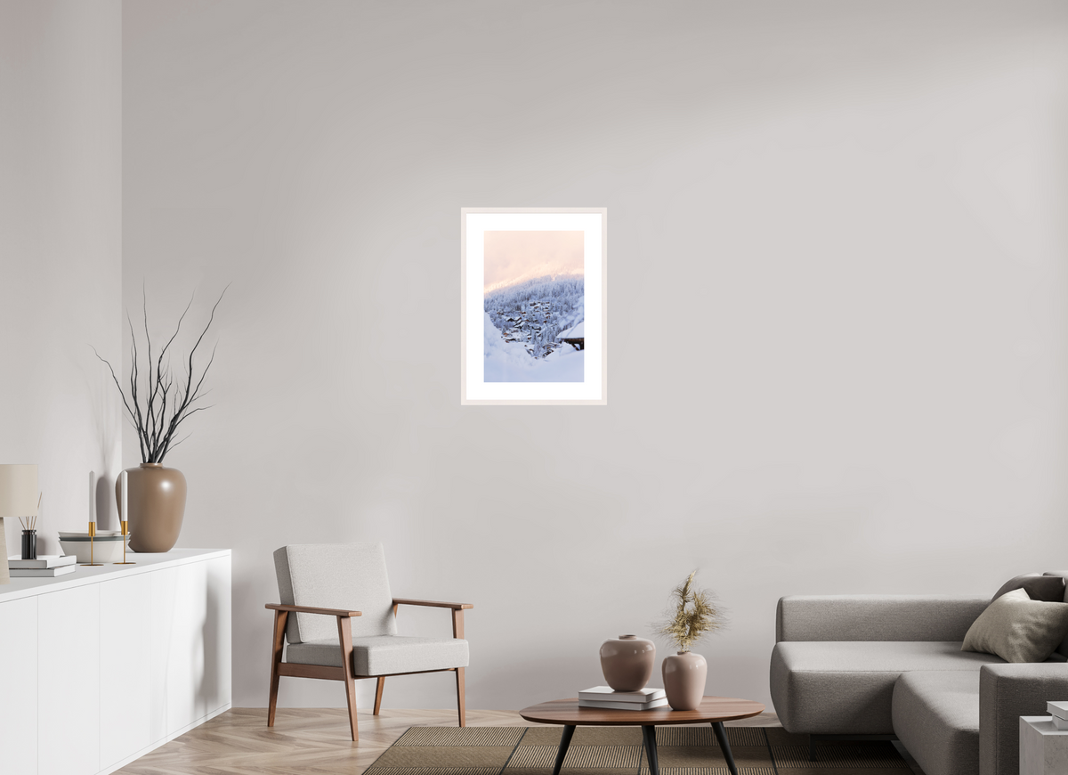 40 x 60 cm, cadre 7 blanc Chalets cachés