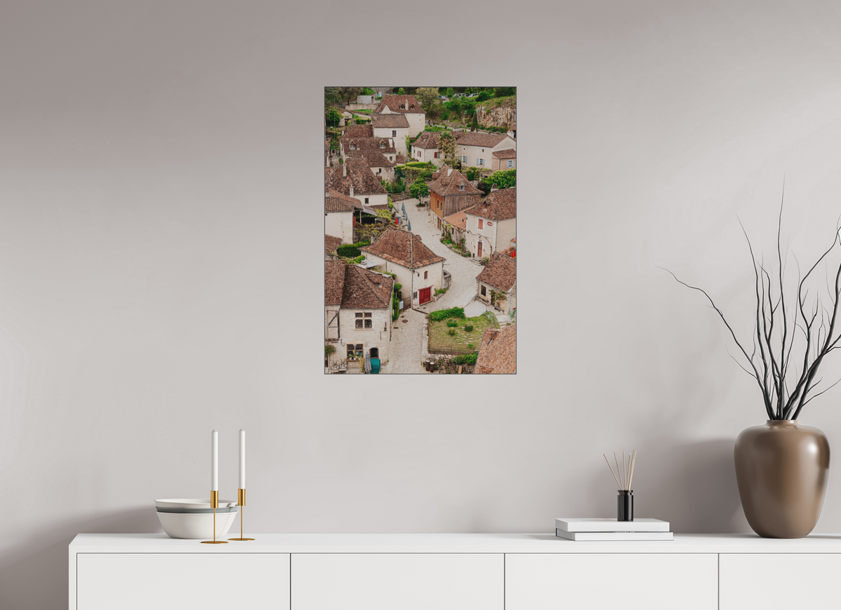50 x 75 cm, Plexi Fine Art NOIR Village perché sur les hauteurs