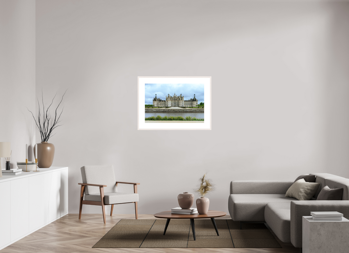 90 x 60 cm, cadre 9 blanc Le Château de Chambord