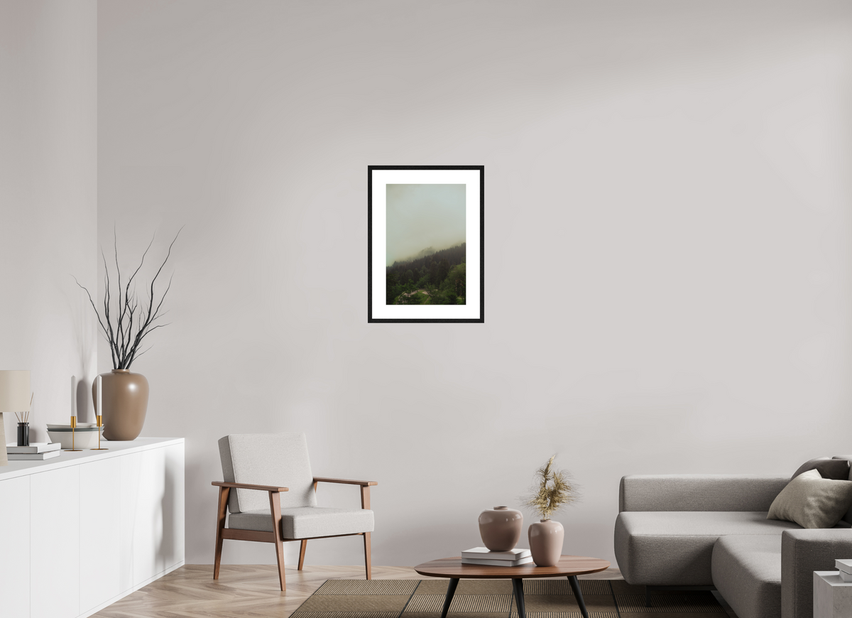 40 x 60 cm, cadre 7 noir Forêt brumeuse
