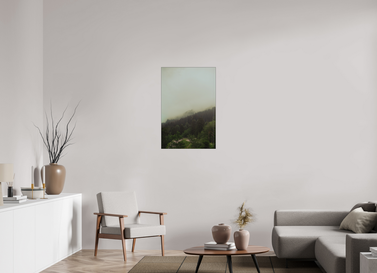 60 x 90 cm, Plexi Fine Art NOIR Forêt brumeuse