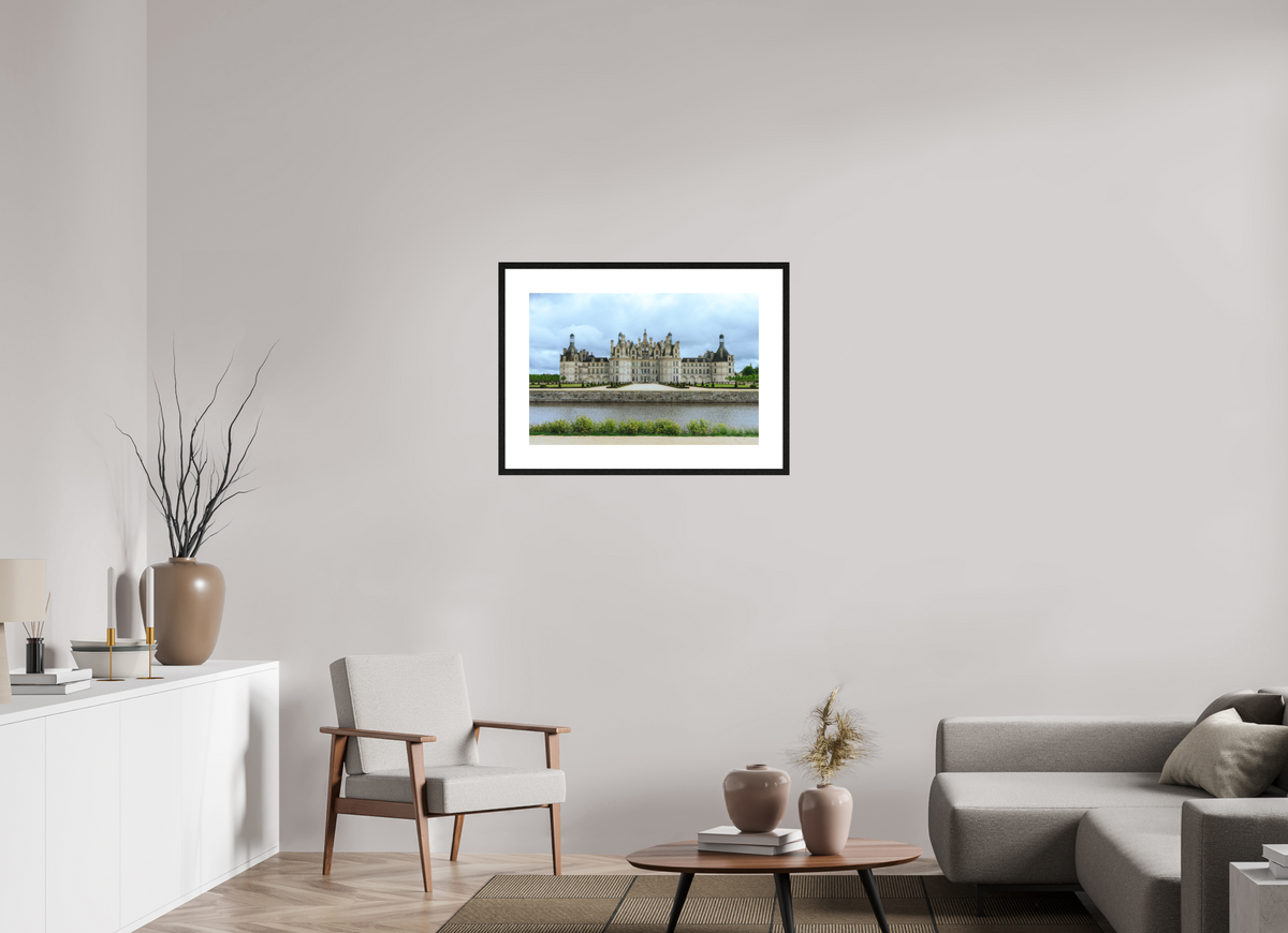 75 x 50 cm, cadre 8 noir Le Château de Chambord