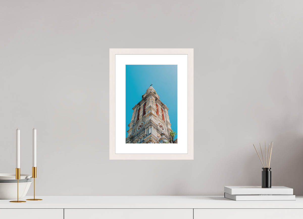 20 x 30 cm, cadre 4 blanc Temple tamoul