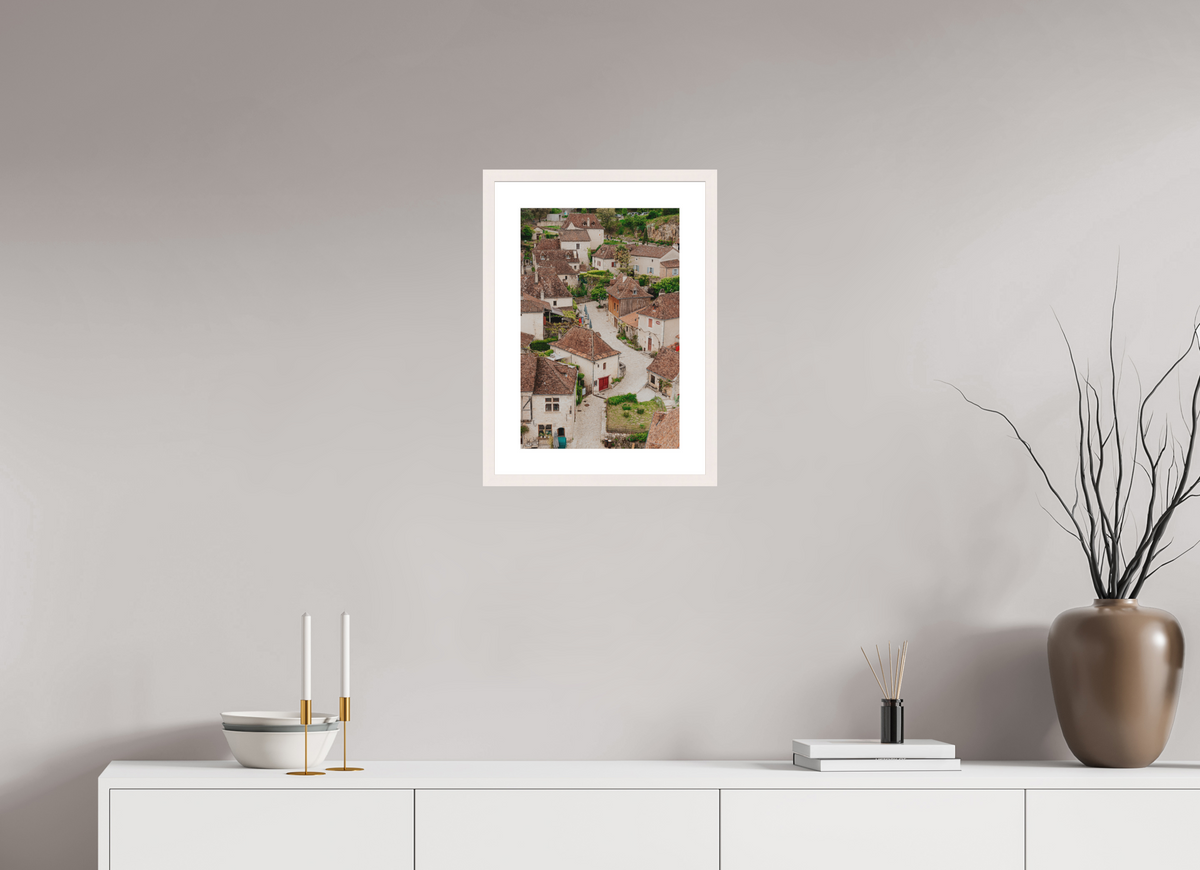 30 x 45 cm, Cadre 5 blanc Village perché sur les hauteurs