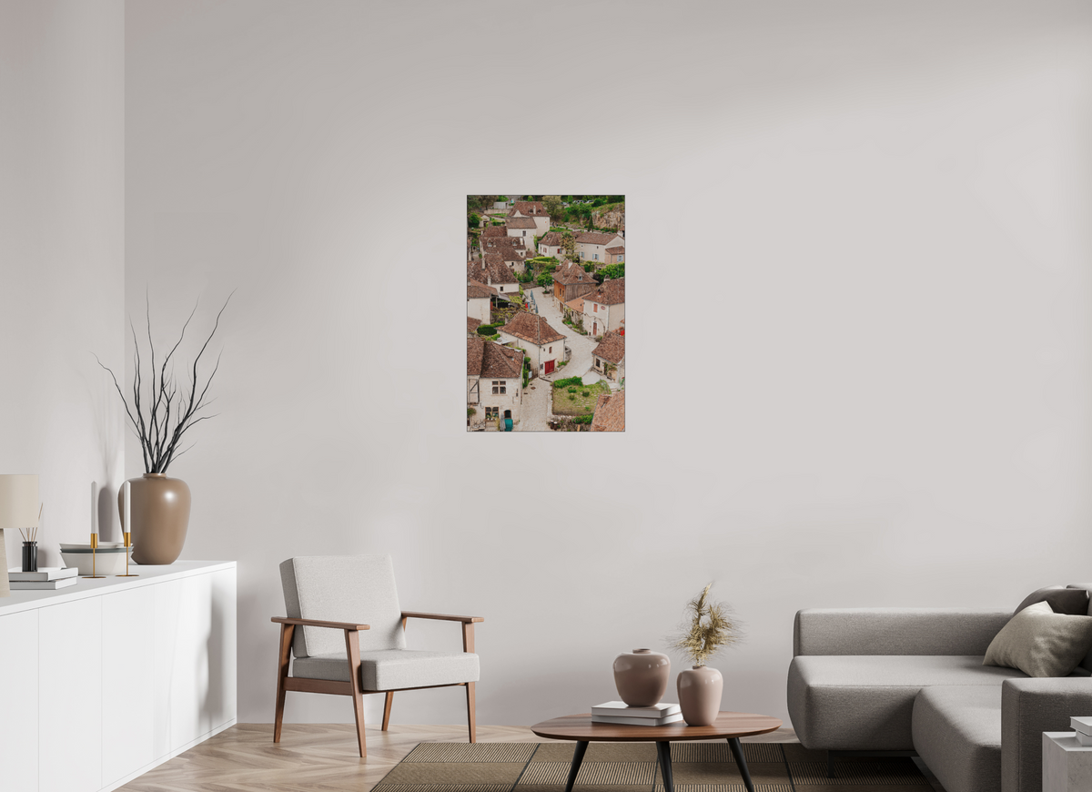 60 x 90 cm, Plexi Fine Art NOIR Village perché sur les hauteurs
