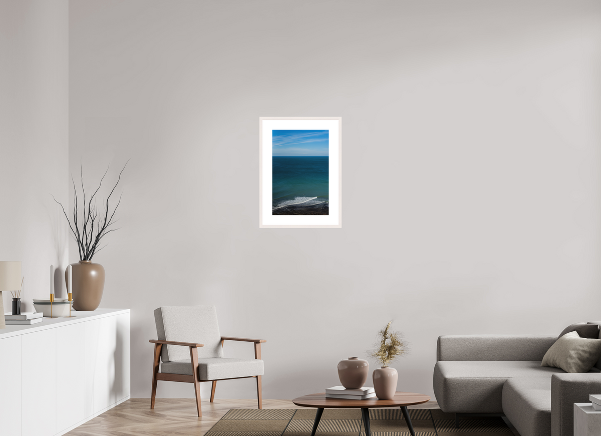 40 x 60 cm, cadre 7 blanc Des surfeurs & des vagues