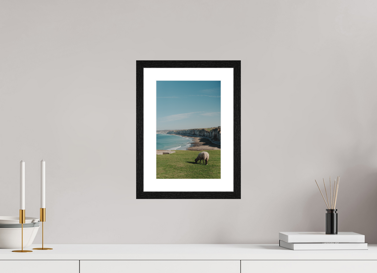 20 x 30 cm, Cadre 4 noir Mouton & Falaises normandes