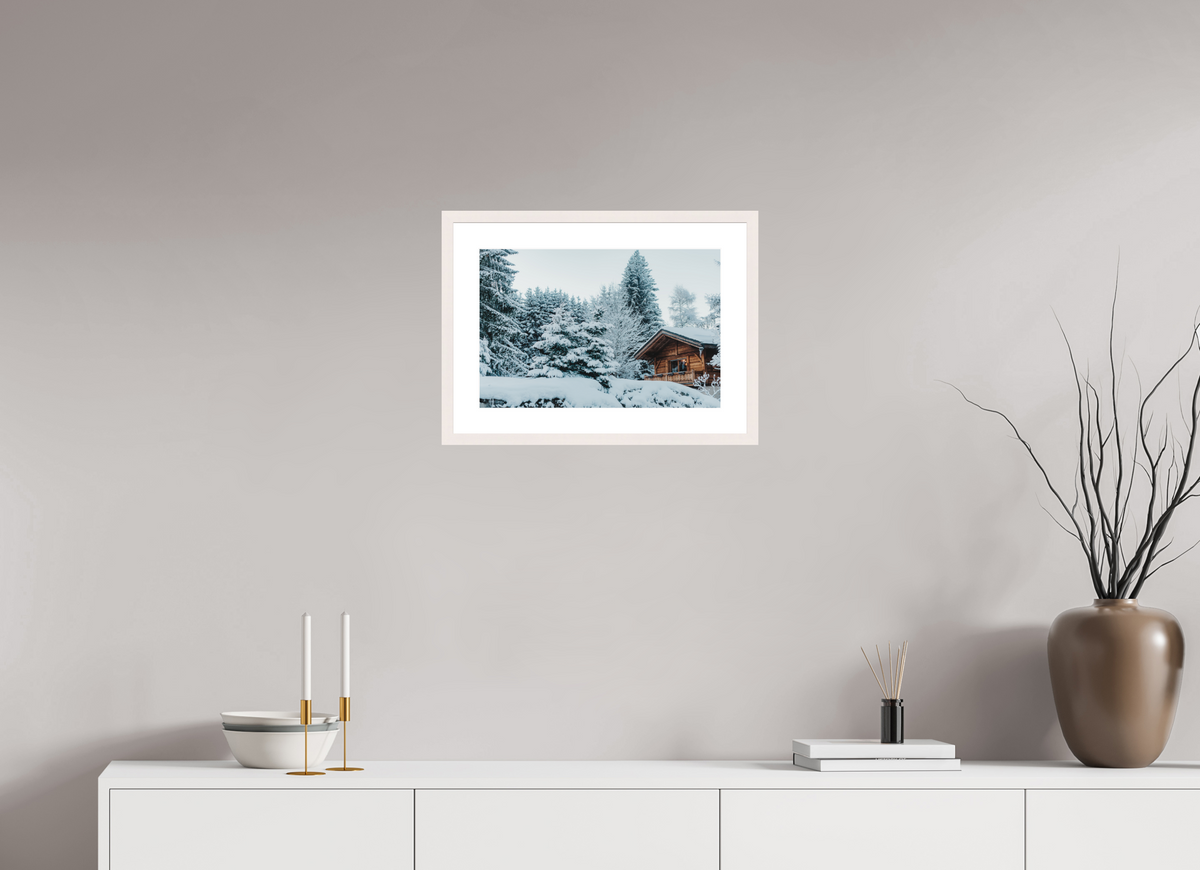 45 x 30 cm, Cadre 5 blanc Chalet des Alpes