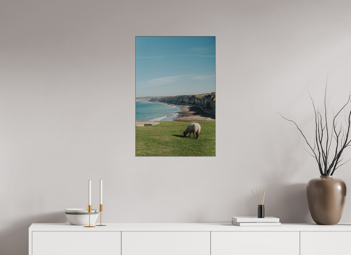 50 x 75 cm, Plexi Fine Art NOIR Mouton & Falaises normandes