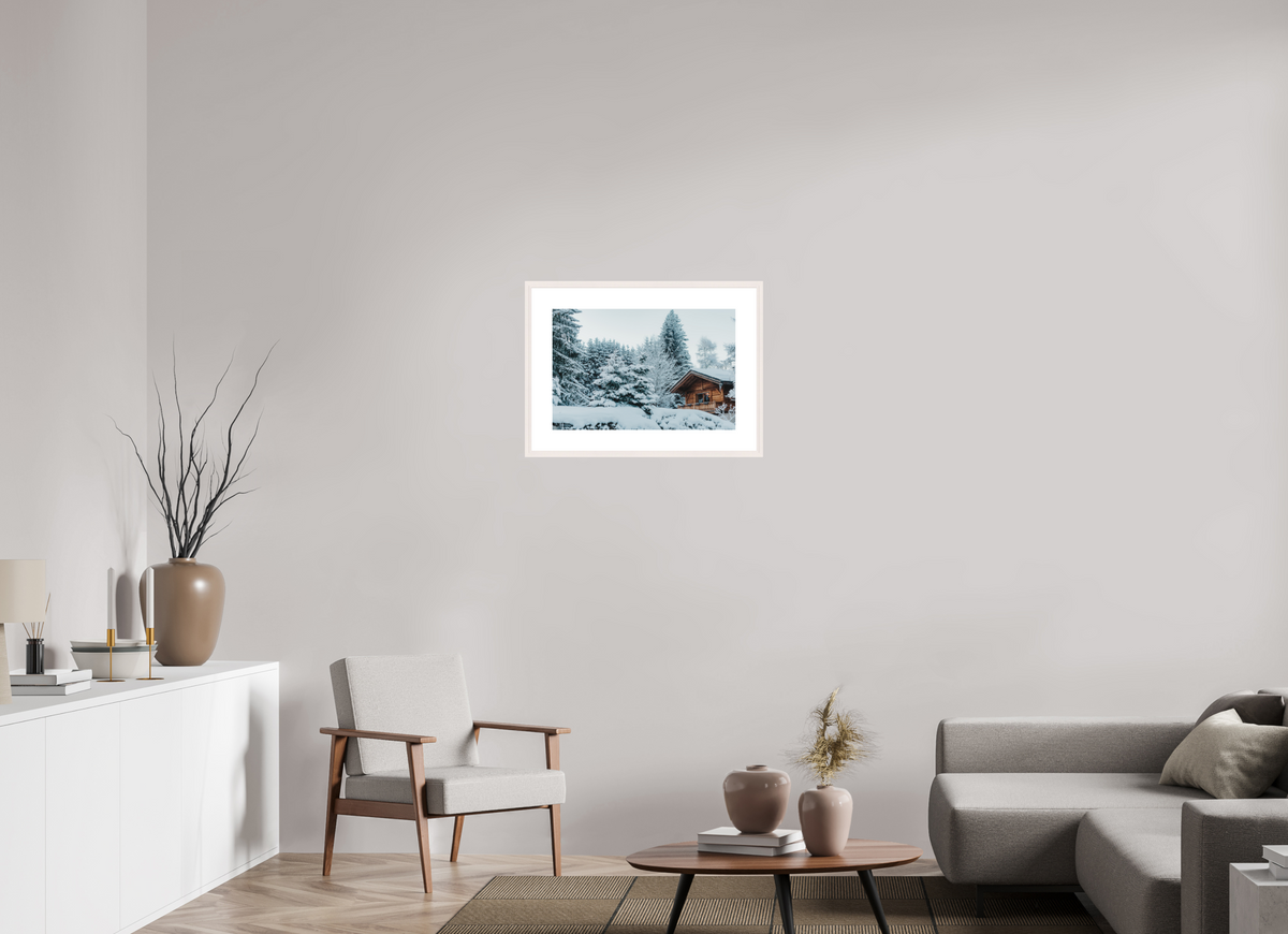 60 x 40 cm, cadre 7 blanc Chalet des Alpes