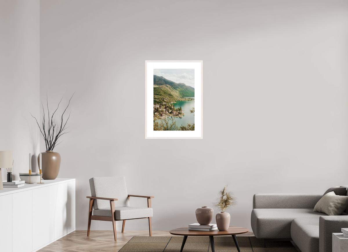 50 x 75 cm, cadre 8 blanc Entre Lac & Montagnes