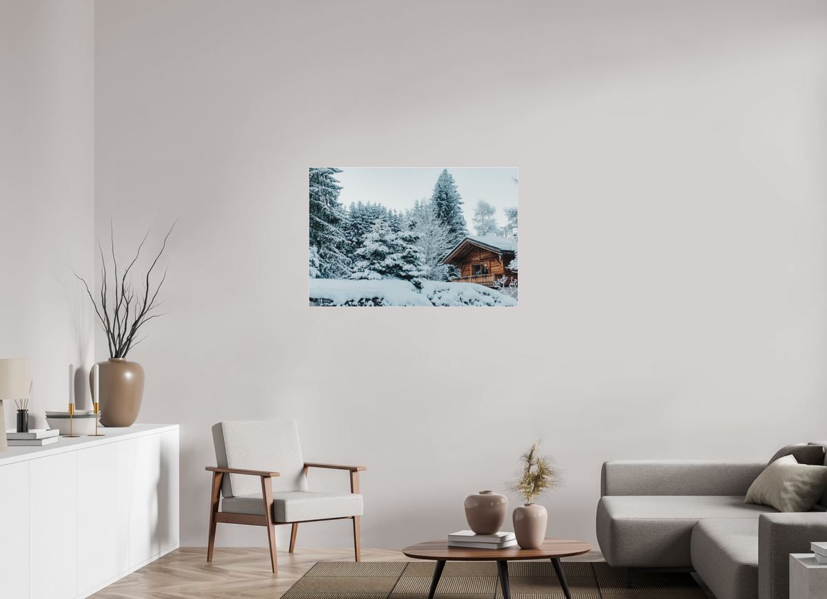 105 x 70 cm, Plexi Fine Art Blanc Chalet des Alpes
