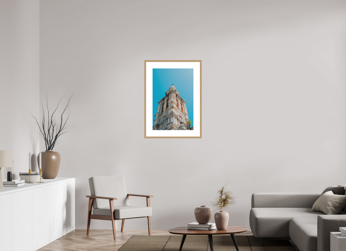 50 x 75 cm, cadre 8 naturel Temple tamoul
