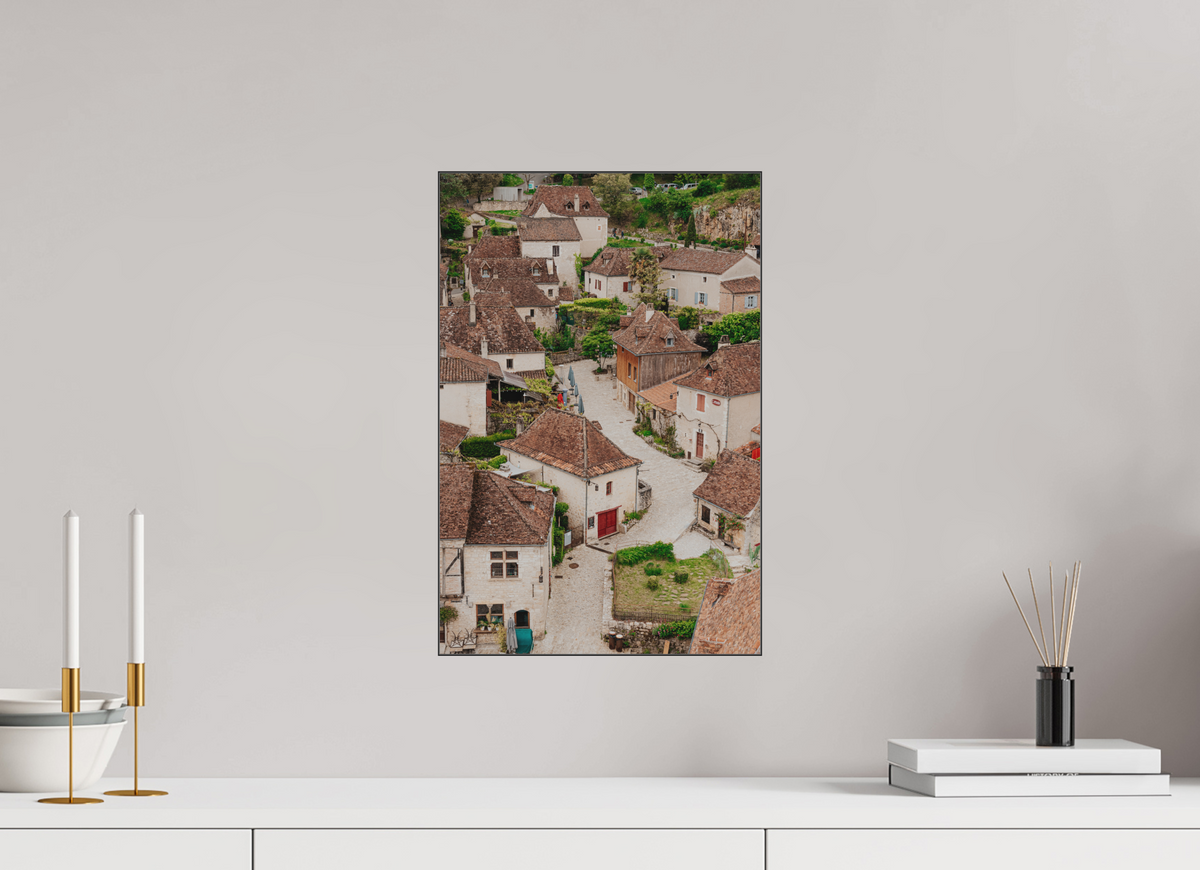 30 x 45 cm, Plexi Fine Art NOIR Village perché sur les hauteurs