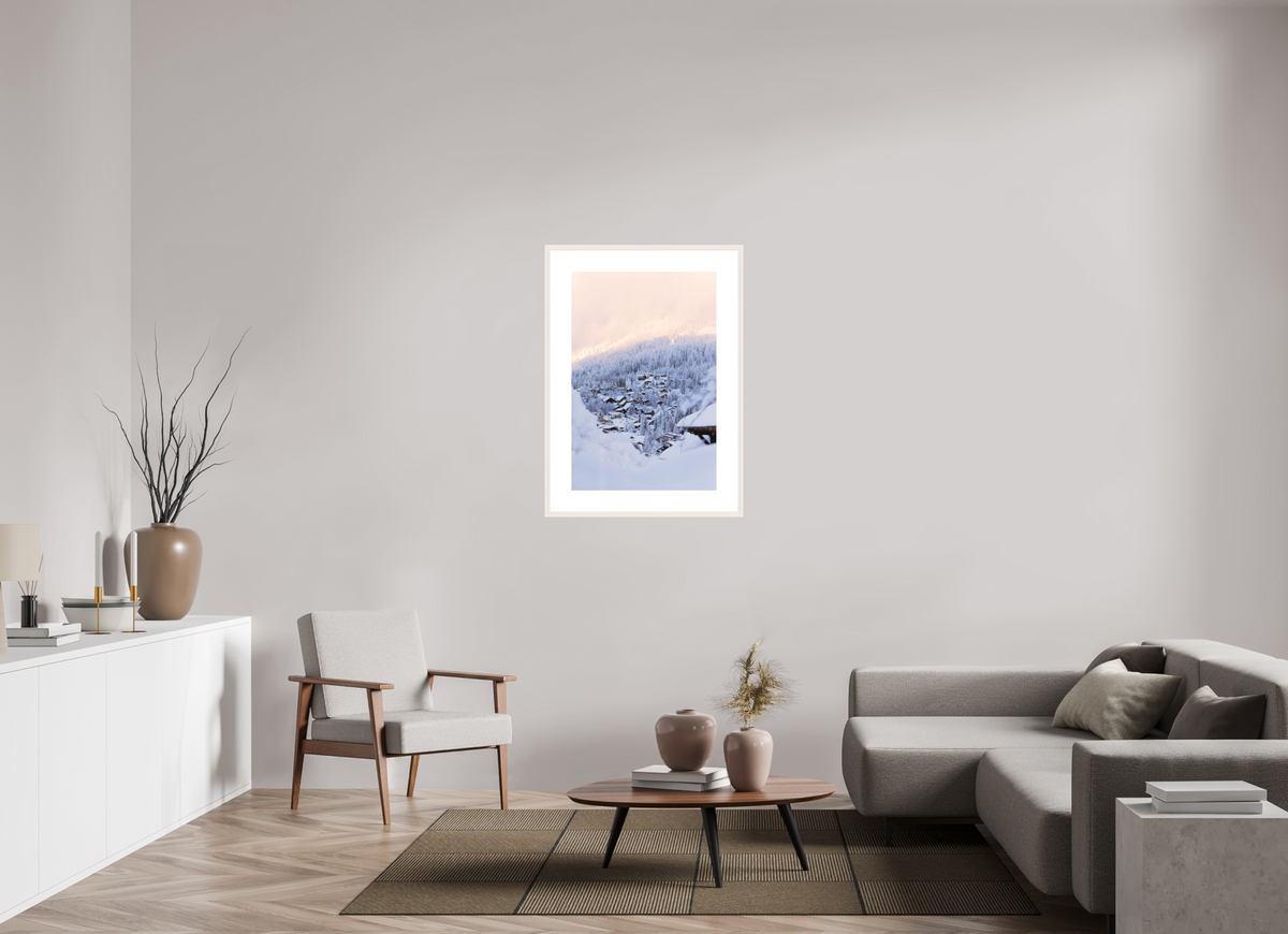 60 x 90 cm, cadre 9 blanc Chalets cachés